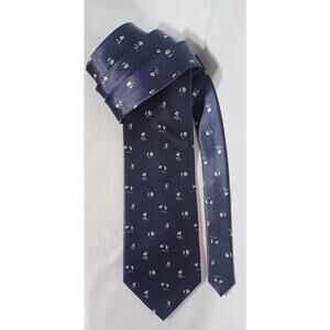 Jatala Silk Necktie Navy Blue with Panda Bears